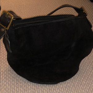 Coach Black Suede/Leather Bucket Tote Bag